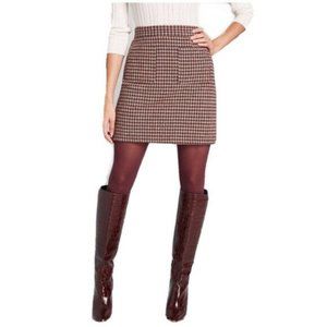 ModCloth skirt brown new 8 houndstooth Informed Ensemble Tweed With Tags Lined